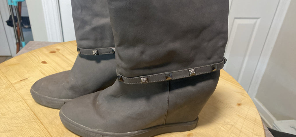 Roll Down Leather Boots sIZE 8.5