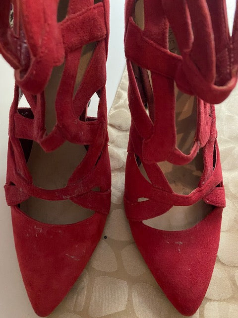 Sexy Red Strappy 4in Heel Sz 8.5