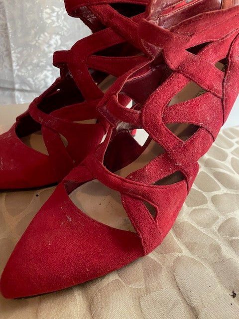 Sexy Red Strappy 4in Heel Sz 8.5