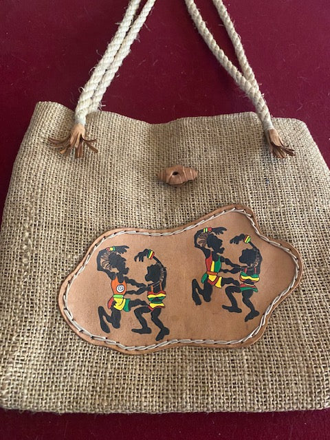 Burlap Hand Made Costa Rican Bag with rope Handles