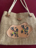 Burlap Hand Made Costa Rican Bag with rope Handles