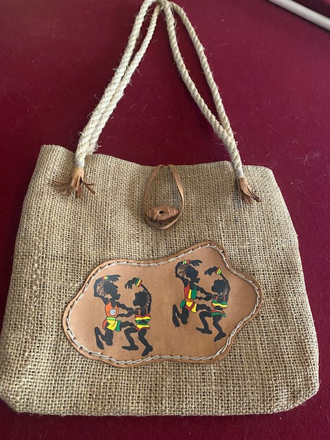 Burlap Hand Made Costa Rican Bag with rope Handles