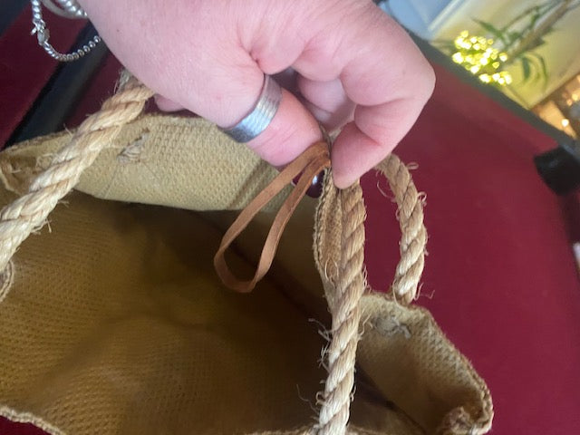 Burlap Hand Made Costa Rican Bag with rope Handles