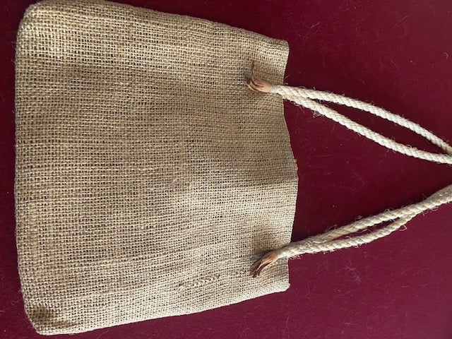 Burlap Hand Made Costa Rican Bag with rope Handles