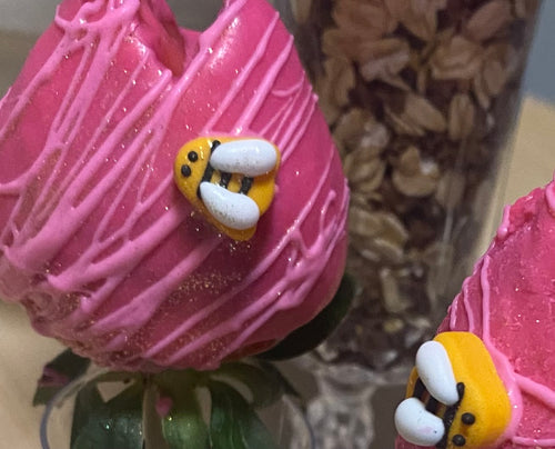 6 (six) BEEMINE CHOCLATE COVERED ROSES