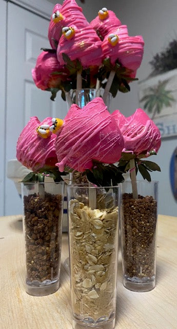 6 (six) BEEMINE CHOCLATE COVERED ROSES